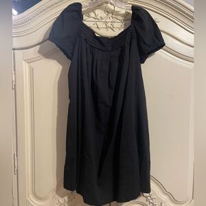 Theory size 6 Dress Shift Narcisca A Line Pleated Square Neck Linen Blend